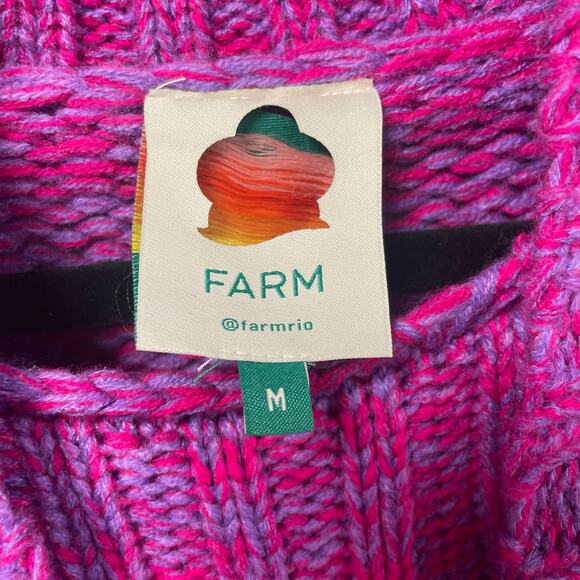 Farm Rio Multicolor Striped Yarn Fringe Turtleneck Sweater Womens Medium - Picture 7 of 10